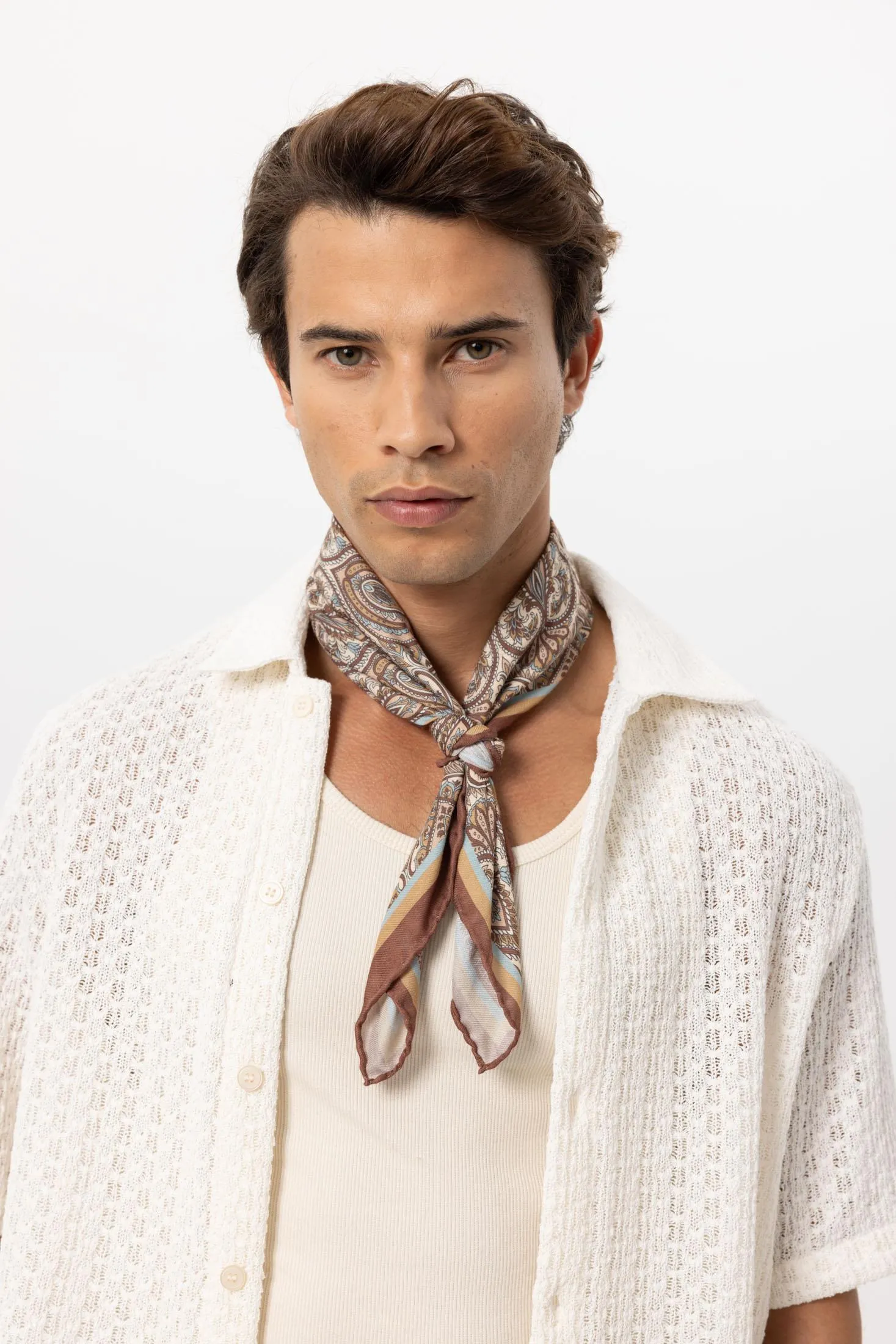 Men's Brown Patterned Scarf - Wessi sold by Wessi