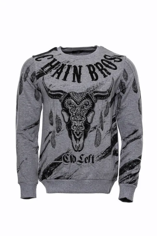 Grey Patterned Slim Fit Sweatshirt - Wessi sold by Wessi