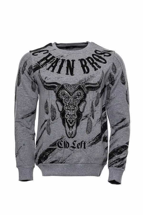 Grey Patterned Slim Fit Sweatshirt - Wessi sold by Wessi