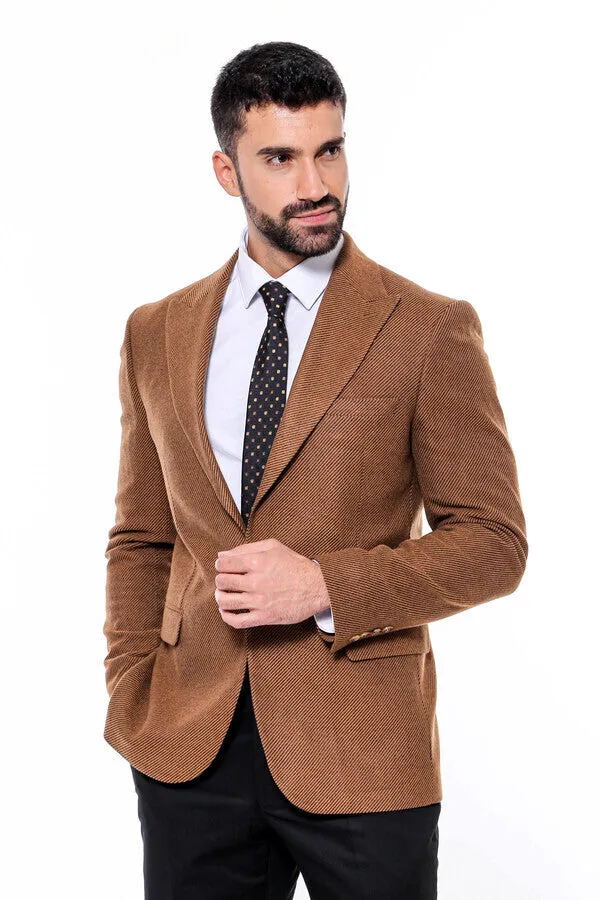 Slim Fit Patterned Tawny Men Blazer - Wessi sold by Wessi product image thumbnail 5