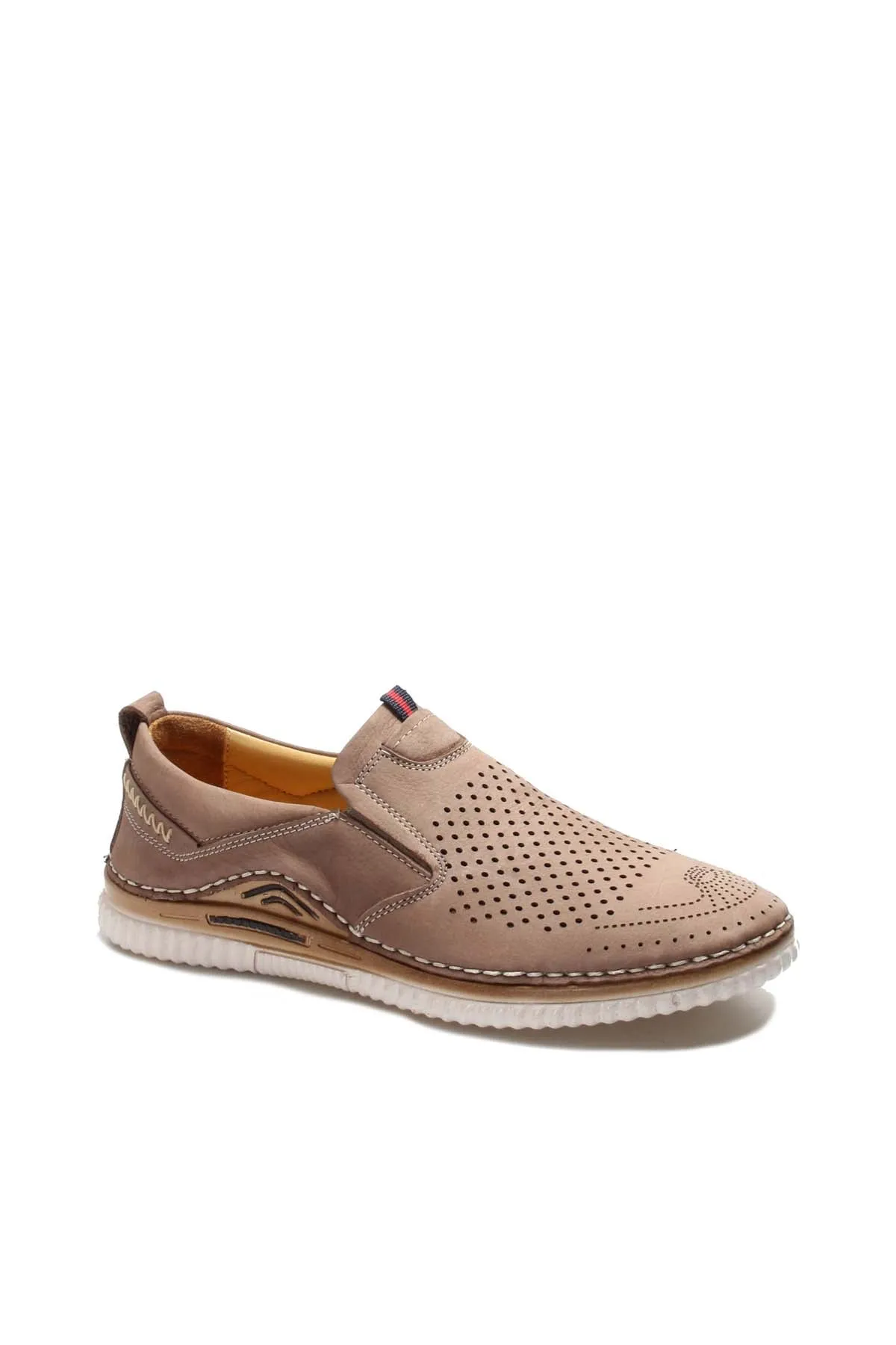 Men's Beige Perforated Slip-On Loafers with Cushioned Sole - Wessi sold by Wessi product image thumbnail 3