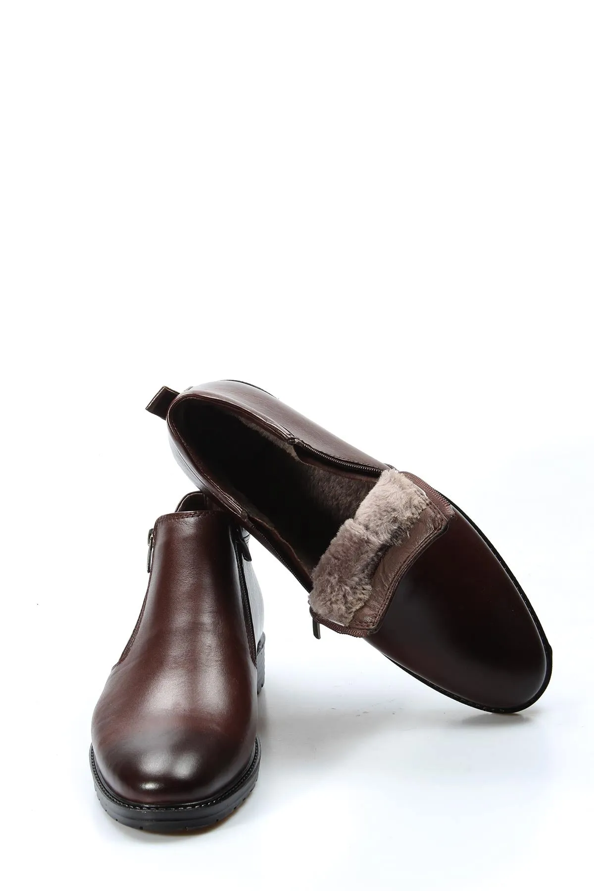 Brown Leather Zipper Ankle Boots Wessi sold by Wessi product image thumbnail 5