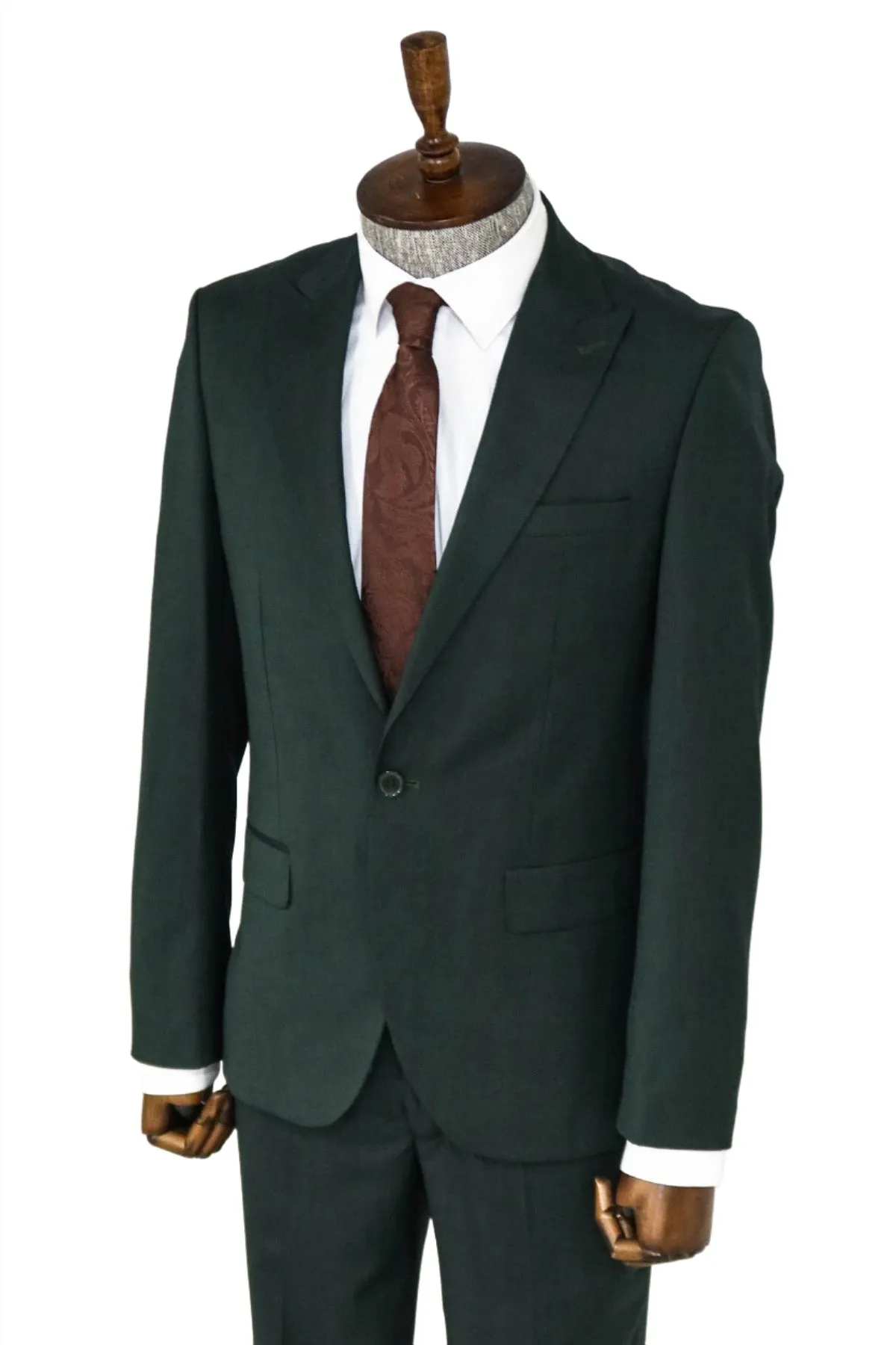 2 Piece Patterned Slim Fit Dark Green Men Suit - Wessi sold by Wessi product image thumbnail 4