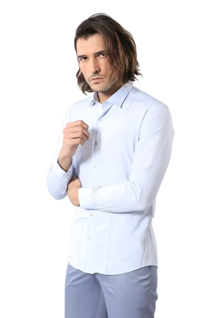 Blue Patterned Slim Fit Shirt - Wessi sold by Wessi