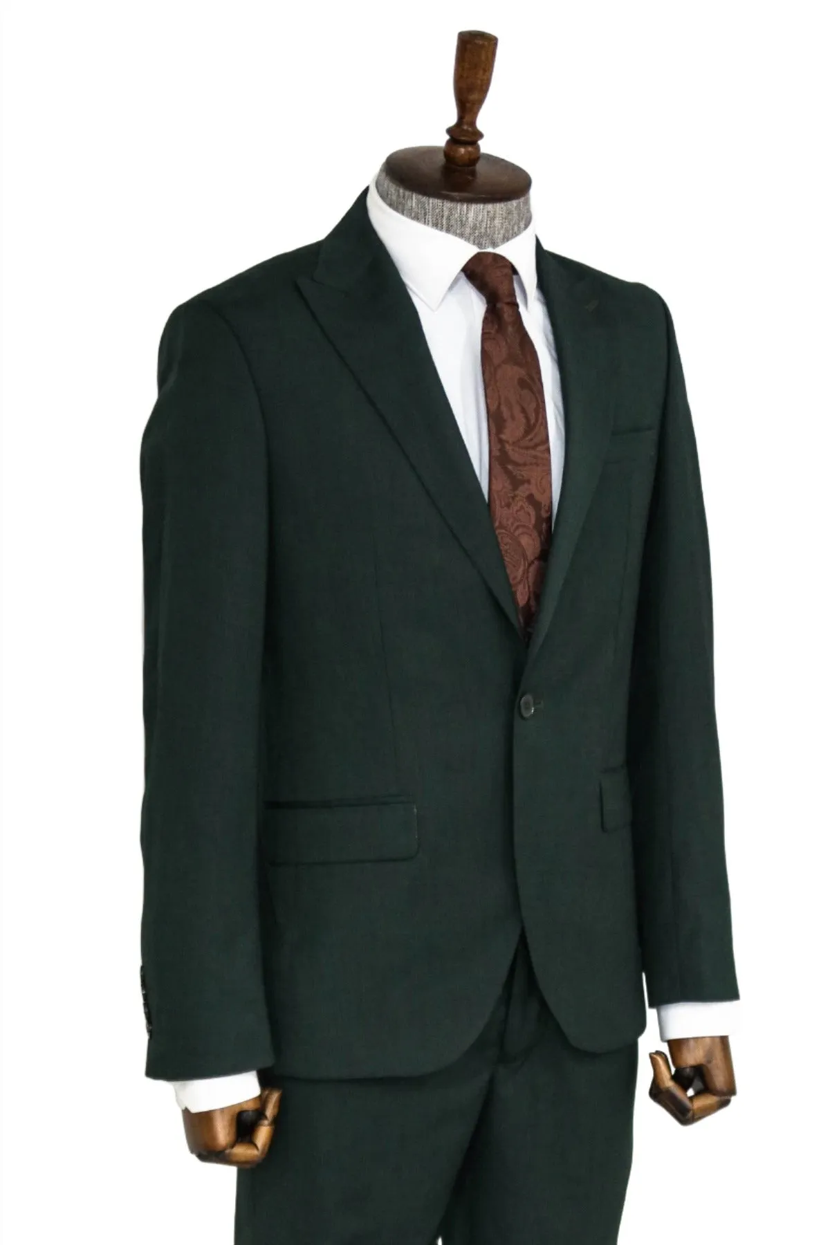 2 Piece Patterned Slim Fit Dark Green Men Suit - Wessi sold by Wessi product image thumbnail 3