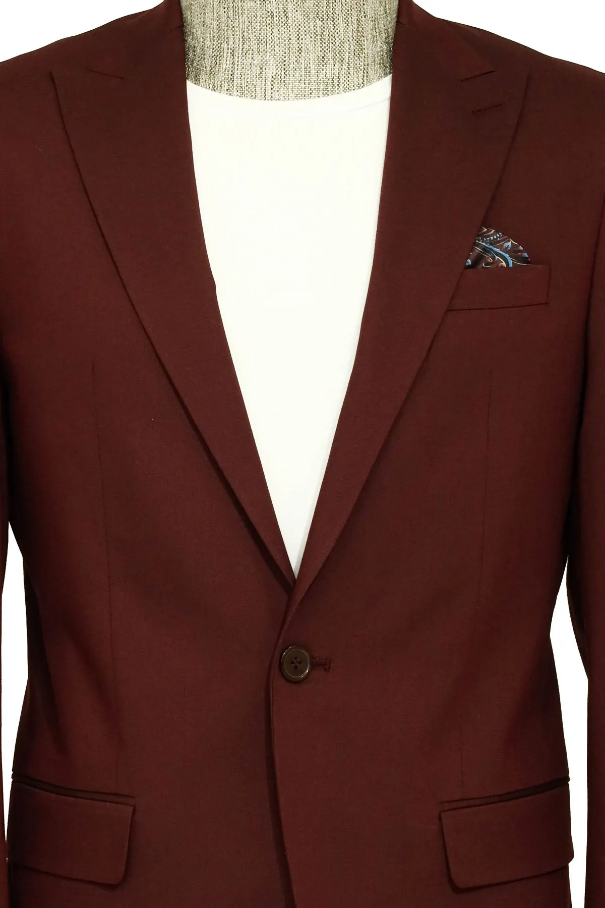 Single Buttons 2 Piece Burgundy Men Suit - Wessi sold by Wessi product image thumbnail 2