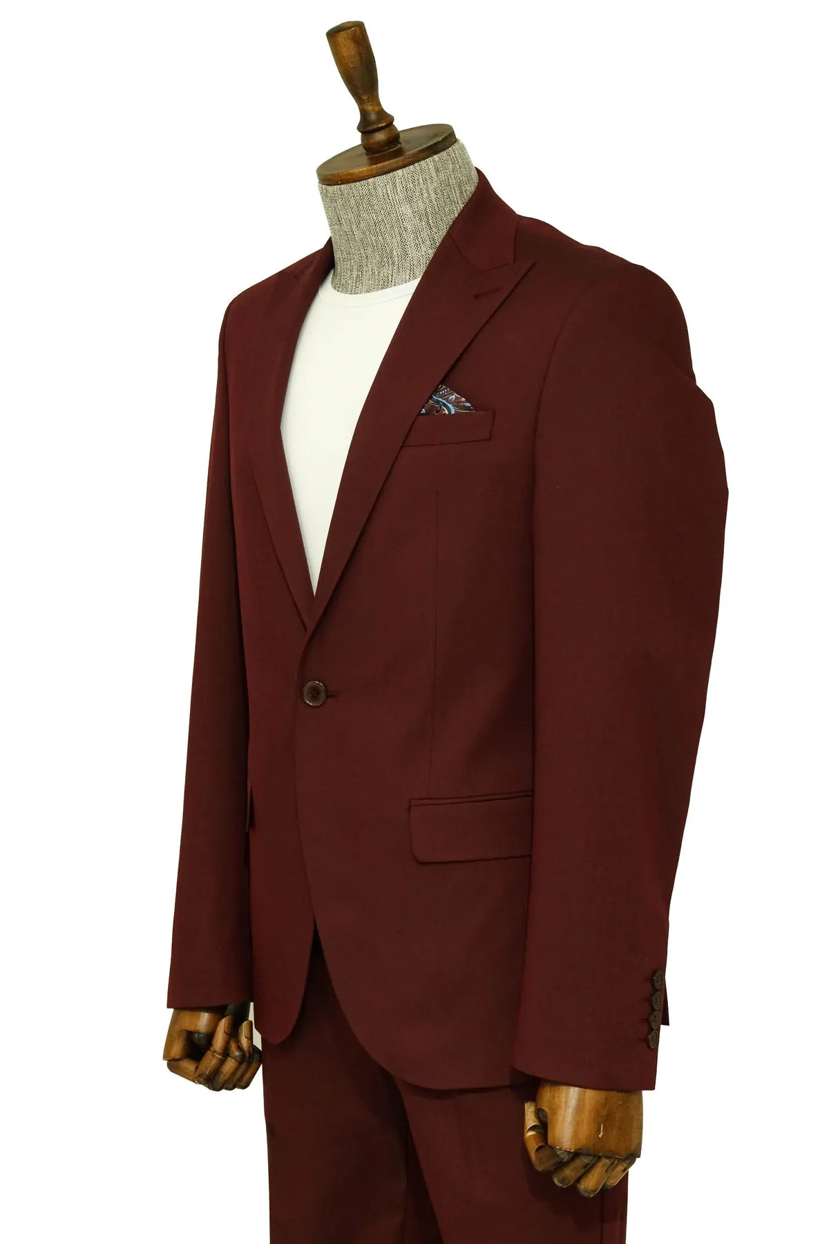 Single Buttons 2 Piece Burgundy Men Suit - Wessi sold by Wessi product image thumbnail 4