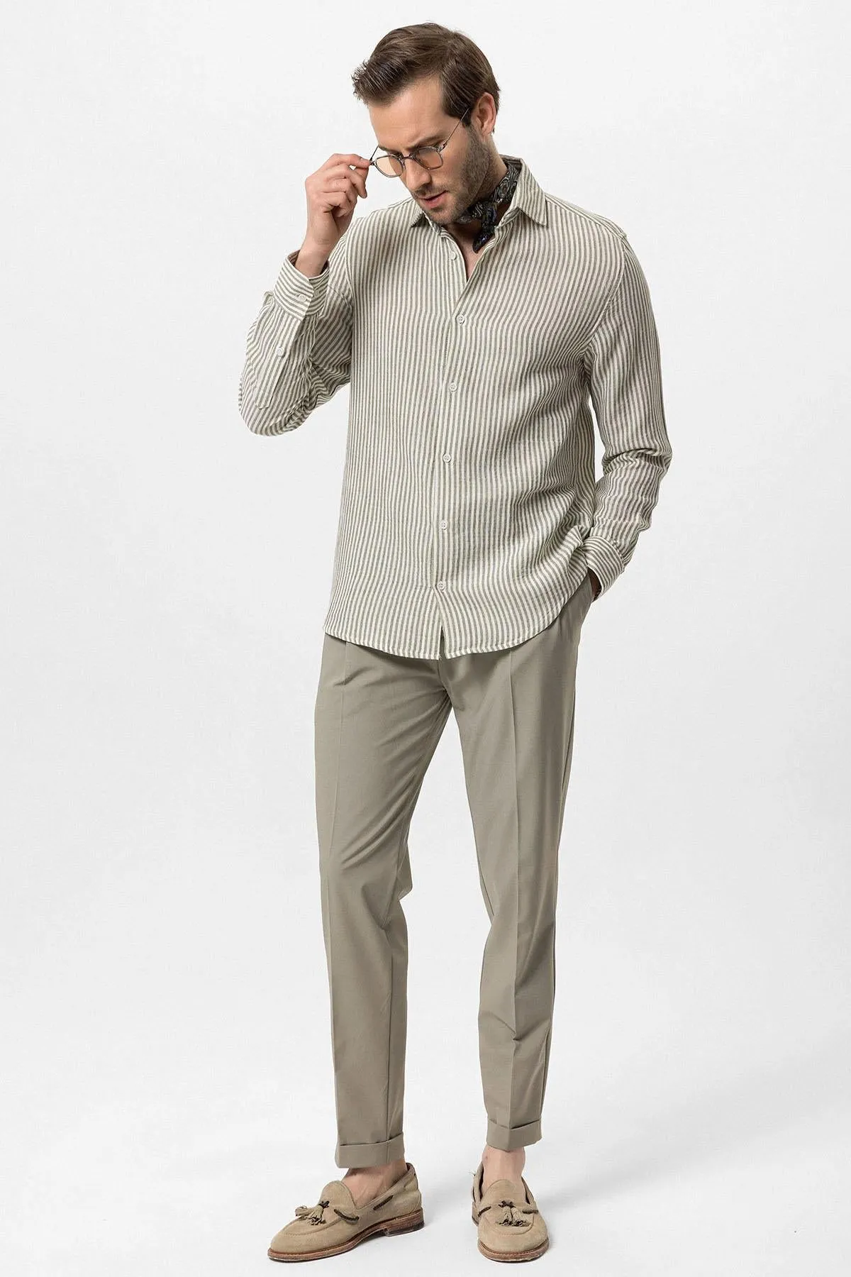 Men's Khaki Striped Shirt - Wessi sold by Wessi product image thumbnail 4