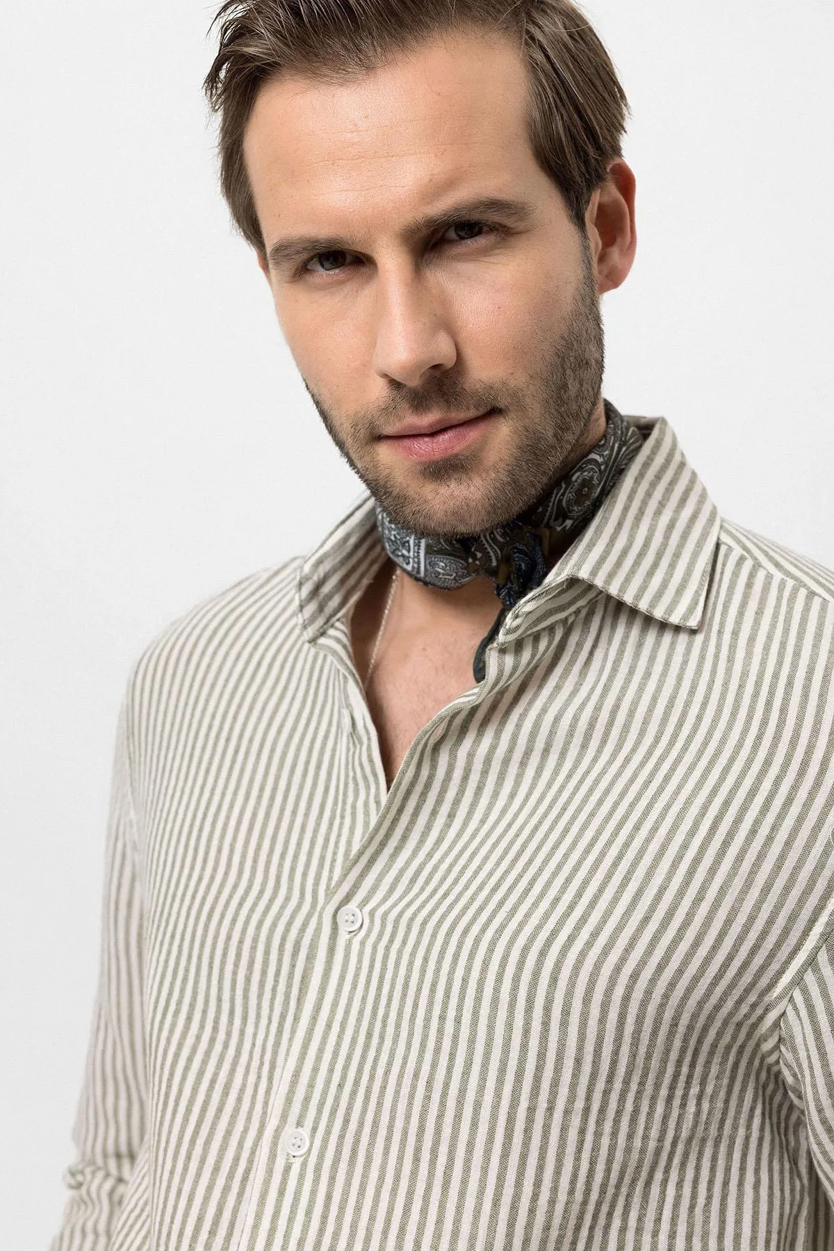 Men's Khaki Striped Shirt - Wessi sold by Wessi product image thumbnail 5