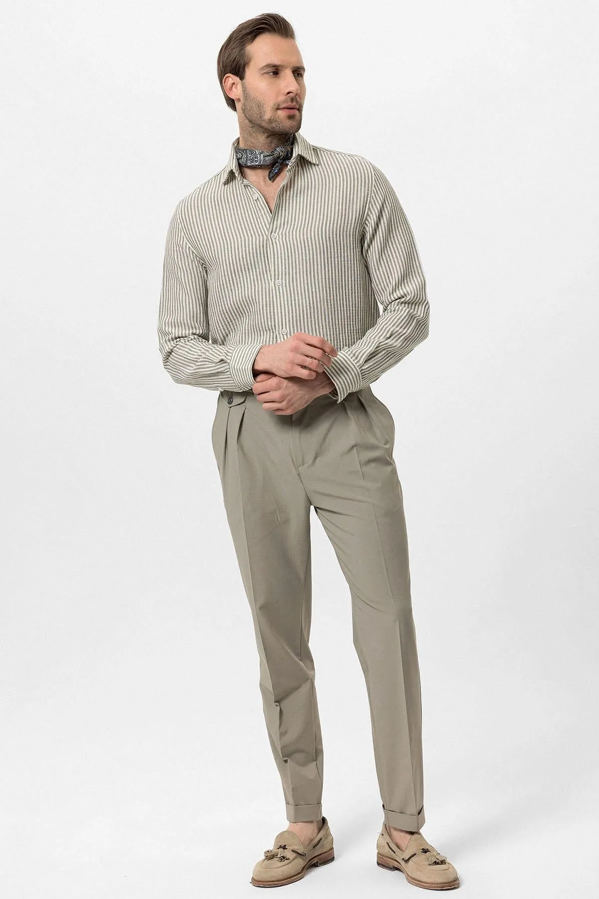 Men's Khaki Striped Shirt - Wessi sold by Wessi product image thumbnail 3