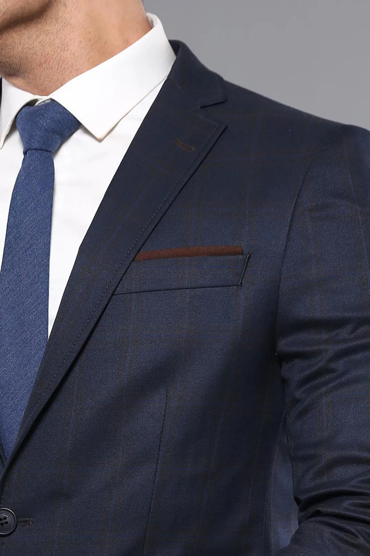 Plaid Navy Blue Jacket with Handkerchief - Wessi sold by Wessi product image thumbnail 2