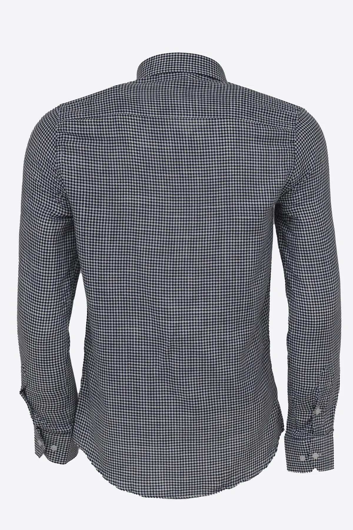 Houndstooth Pattern Navy Blue Men Shirt - Wessi sold by Wessi product image thumbnail 5