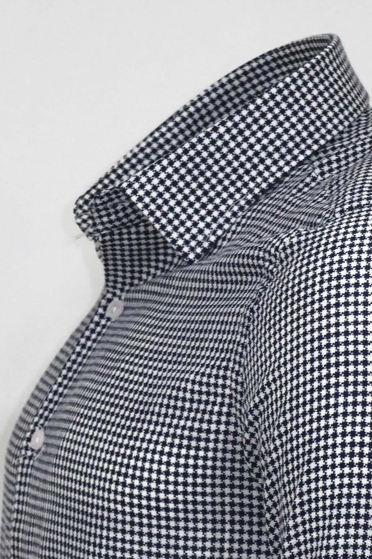 Houndstooth Pattern Navy Blue Men Shirt - Wessi sold by Wessi product image thumbnail 3