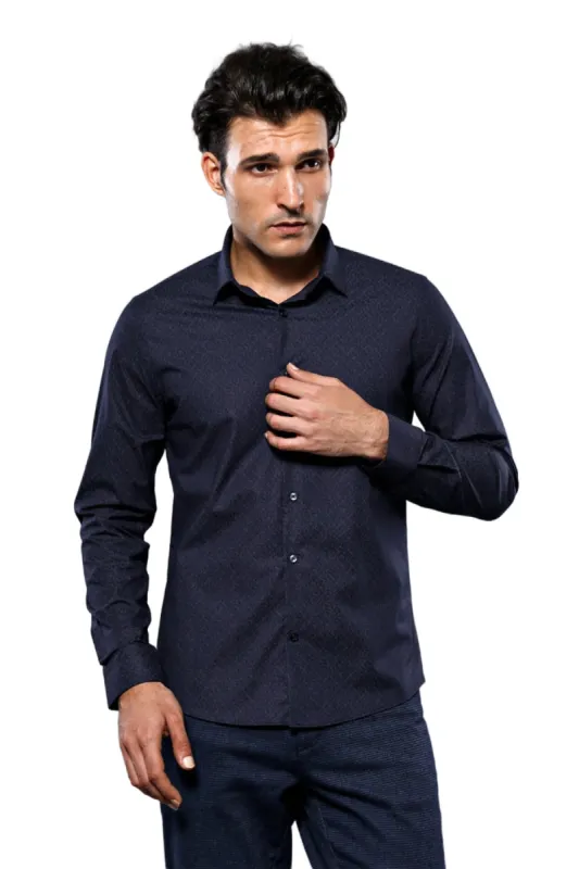 Patterned Navy Blue Men's Shirt | Wessi sold by Wessi