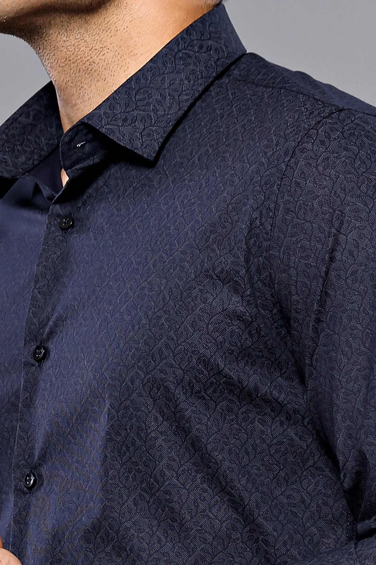 Patterned Navy Blue Men's Shirt | Wessi sold by Wessi product image thumbnail 2