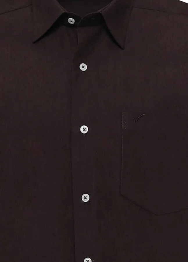 Plain Short Sleeves Brown Men Shirt - Wessi sold by Wessi product image thumbnail 4