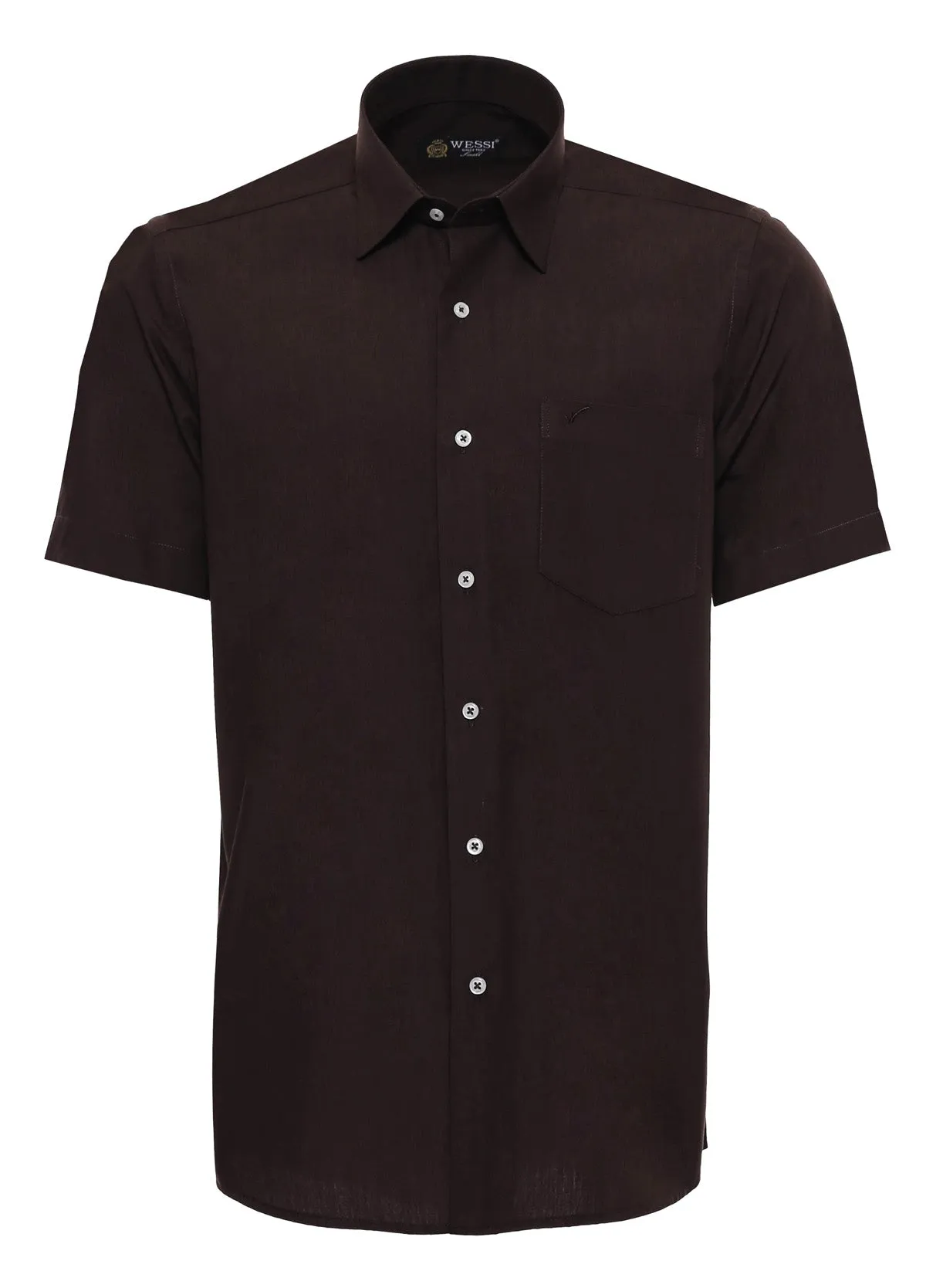 Plain Short Sleeves Brown Men Shirt - Wessi sold by Wessi product image thumbnail 3