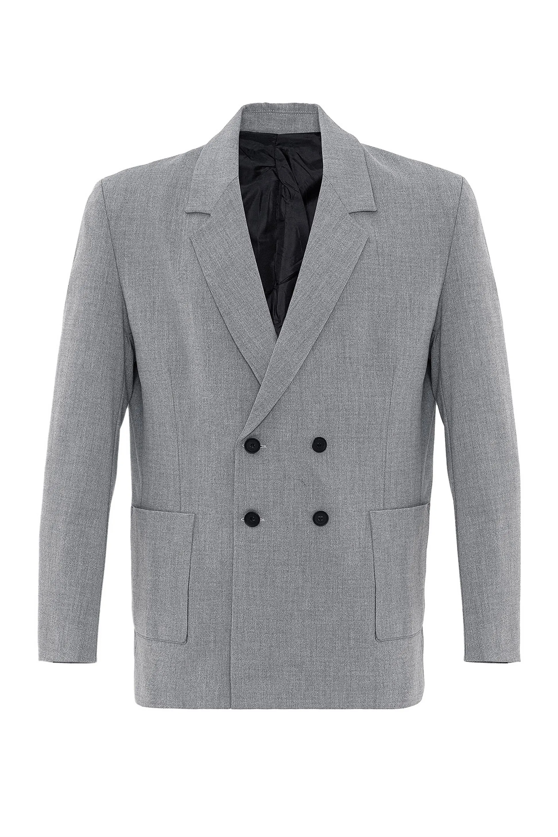Grey Double Breasted Men's Blazer Jacket with Bag Pocket - Wessi sold by Wessi product image thumbnail 5