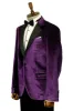 Velvet Slim Fit Single Button Purple Men Party Blazer sold by Wessi