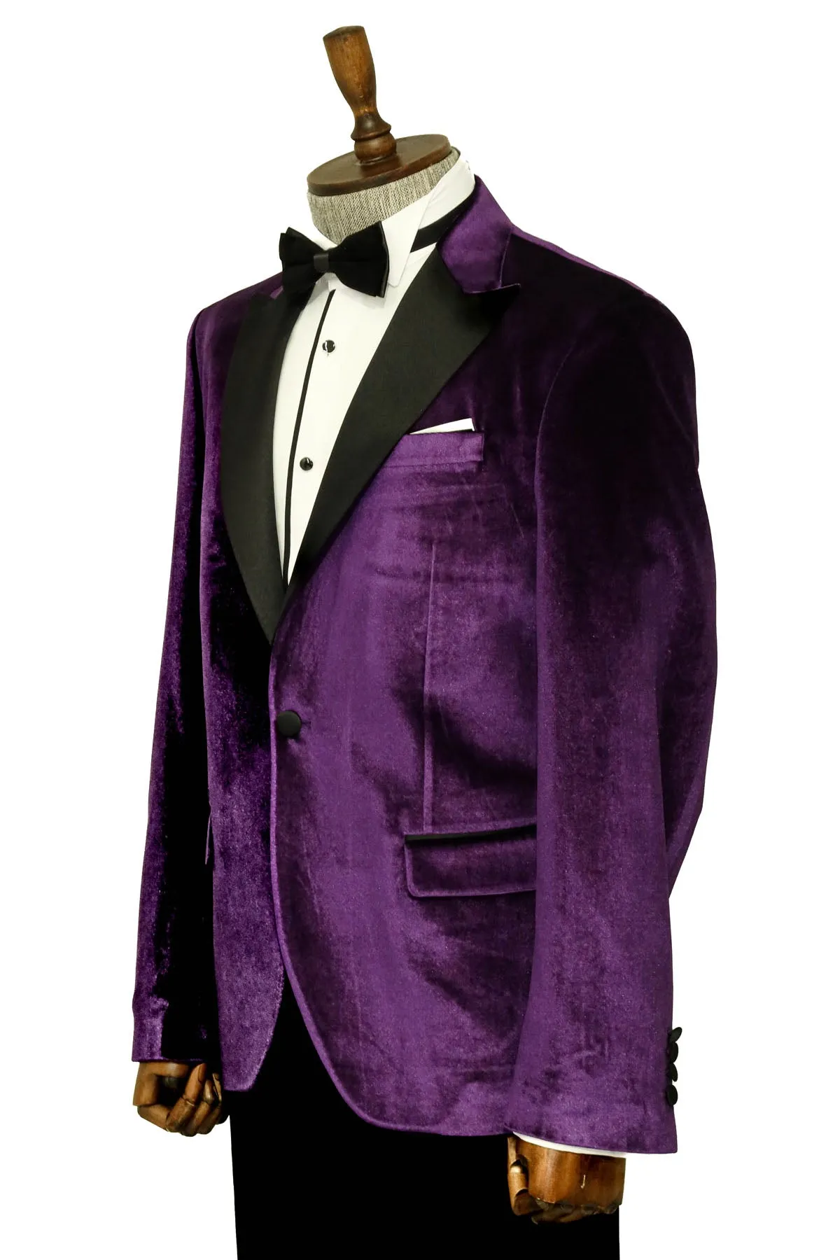 Velvet Slim Fit Single Button Purple Men Party Blazer sold by Wessi product image thumbnail 4