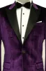 Velvet Slim Fit Single Button Purple Men Party Blazer sold by Wessi