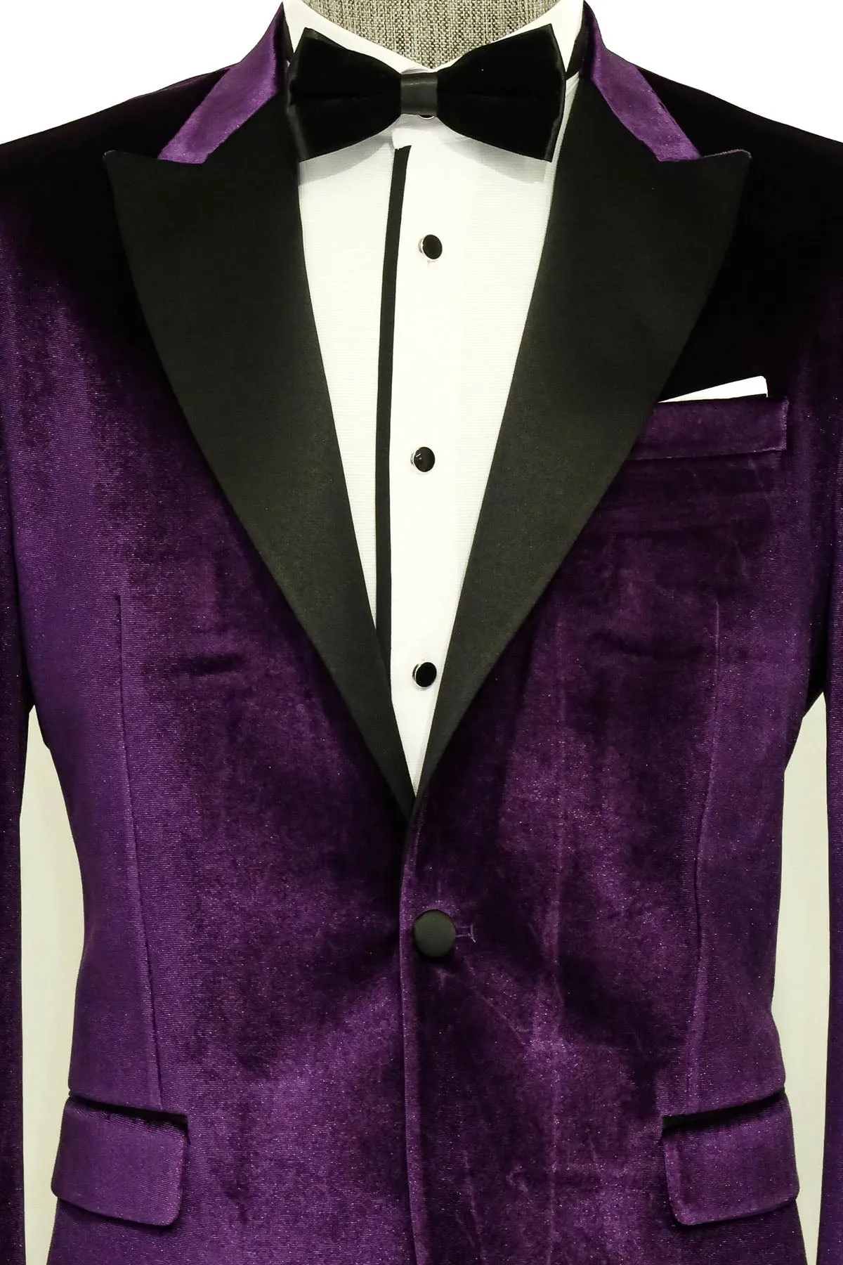Velvet Slim Fit Single Button Purple Men Party Blazer sold by Wessi product image thumbnail 2
