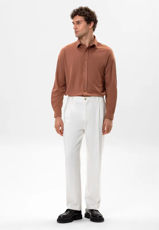 Men's Light Brown Oversize Classic  Shirt - Wessi sold by Wessi