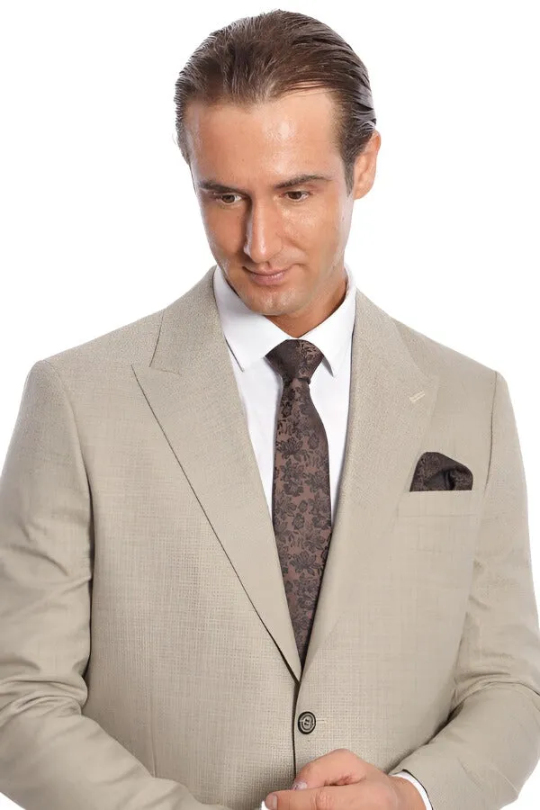 Patterned Wide Lapel Cream Men Blazer - Wessi sold by Wessi product image thumbnail 2