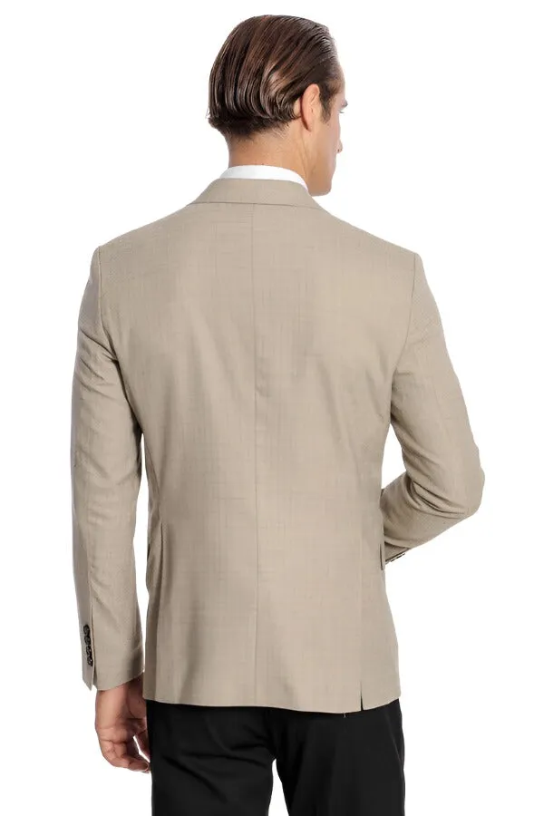 Patterned Wide Lapel Cream Men Blazer - Wessi sold by Wessi product image thumbnail 4