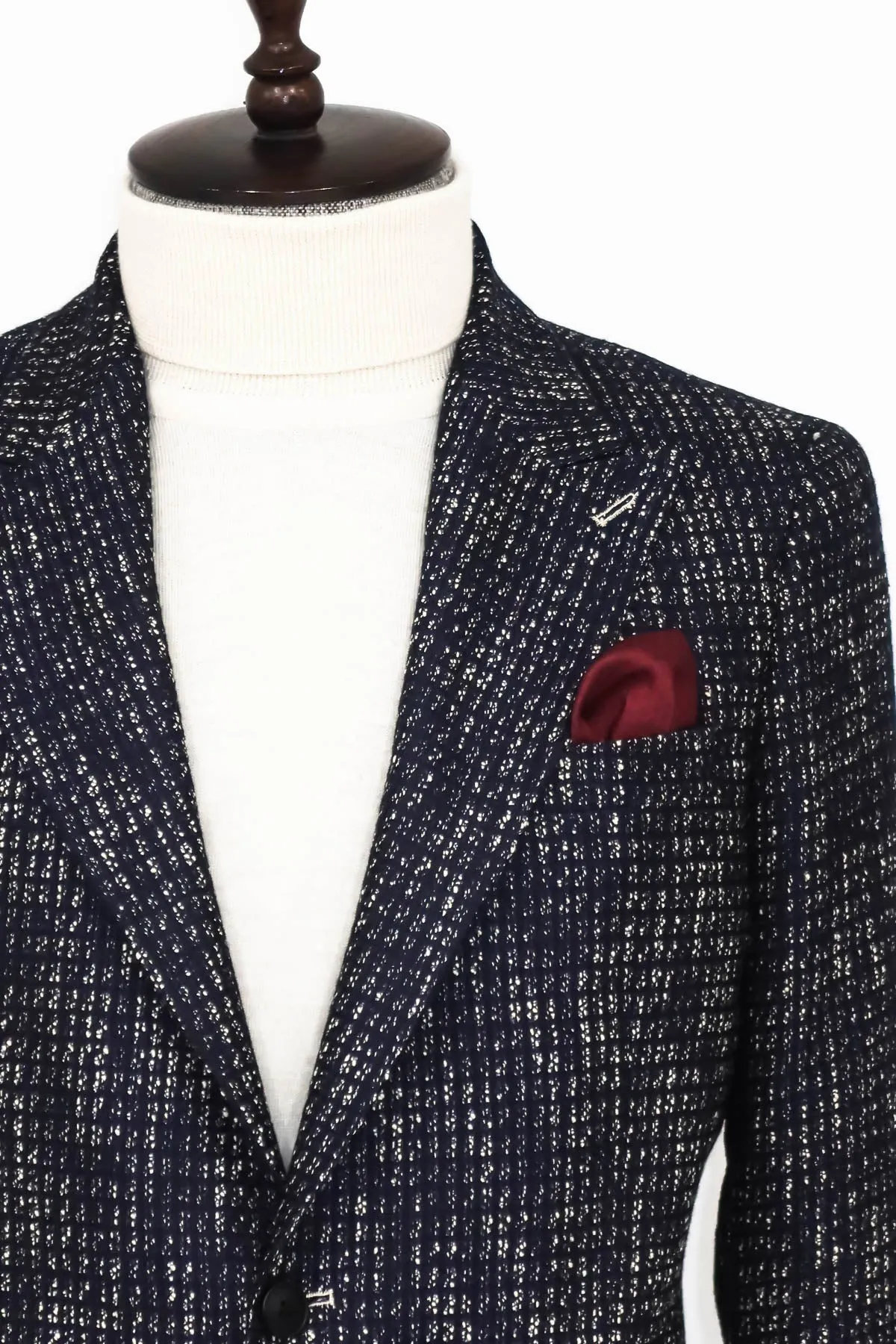 Slim Fit Patterned Sport Navy Blue Men Blazer - Wessi sold by Wessi product image thumbnail 2