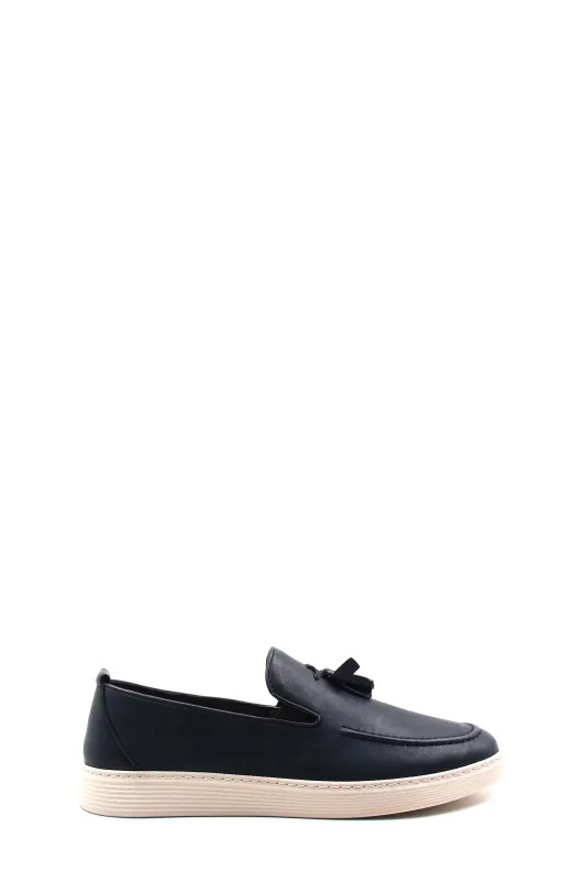 Men's Navy Blue Leather Tassel Loafers-Wessi sold by Wessi