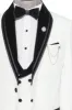 3 Piece Trim Detailed Self-Patterned Velvet Shawl Collar White Men's Tuxedo - Wessi sold by Wessi