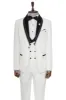 3 Piece Trim Detailed Self-Patterned Velvet Shawl Collar White Men's Tuxedo - Wessi sold by Wessi