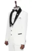 3 Piece Trim Detailed Self-Patterned Velvet Shawl Collar White Men's Tuxedo - Wessi sold by Wessi