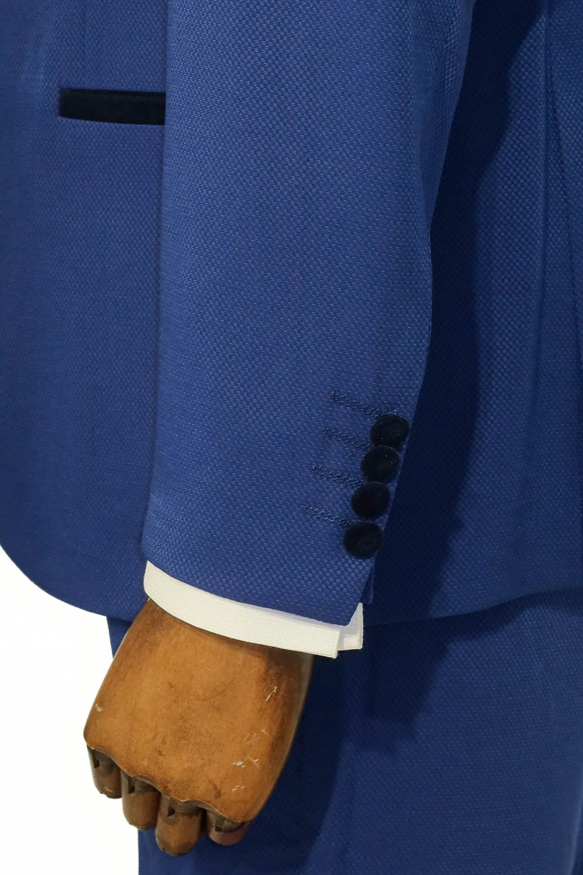 3 Piece Trim Detailed Self-Patterned Velvet Shawl Collar Royal Blue Men's Tuxedo - Wessi sold by Wessi product image thumbnail 5