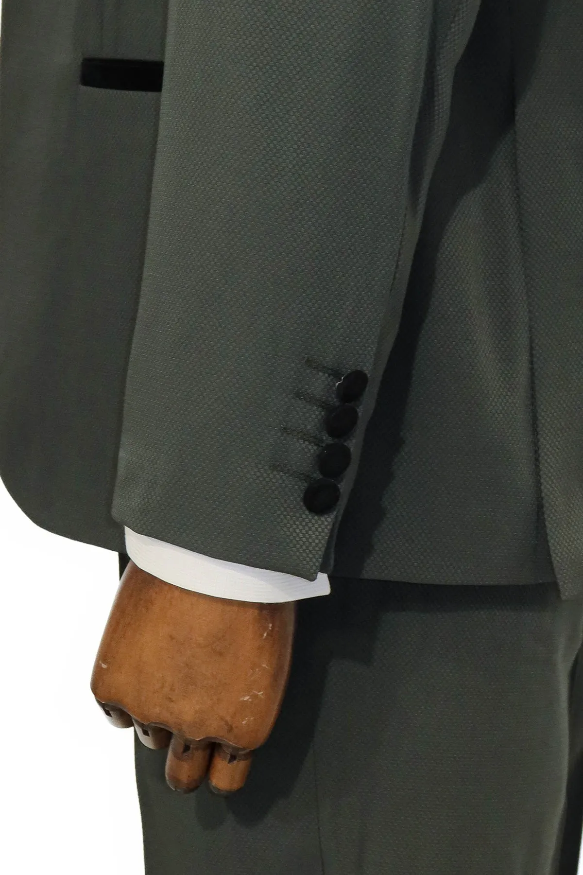 3 Piece Trim Detailed Self-Patterned Velvet Shawl Collar Khaki Men's Tuxedo - Wessi sold by Wessi product image thumbnail 5