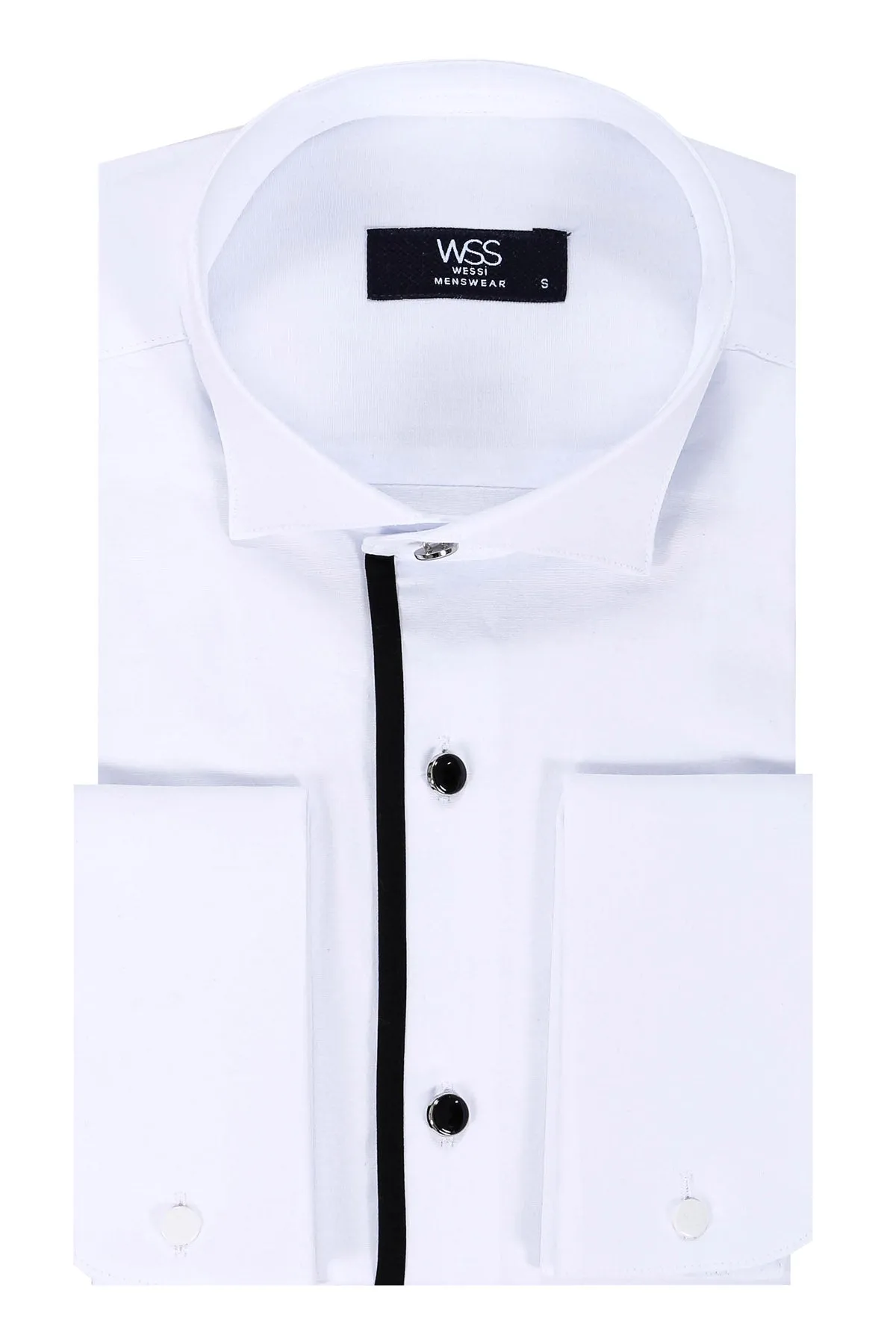 Black Buttoned Long Sleeves White Men Tuxedo Shirt - Wessi sold by Wessi product image thumbnail 2