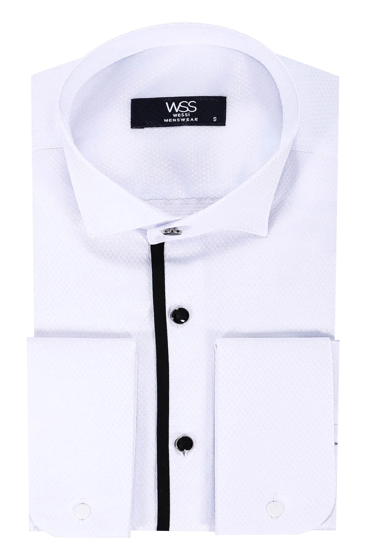 Black Stripe Detailed White Men Tuxedo Shirt - Wessi sold by Wessi product image thumbnail 2