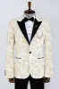 Glittery Slim Fit White Men Wedding Groom Tuxedo Jacket - Wessi sold by Wessi