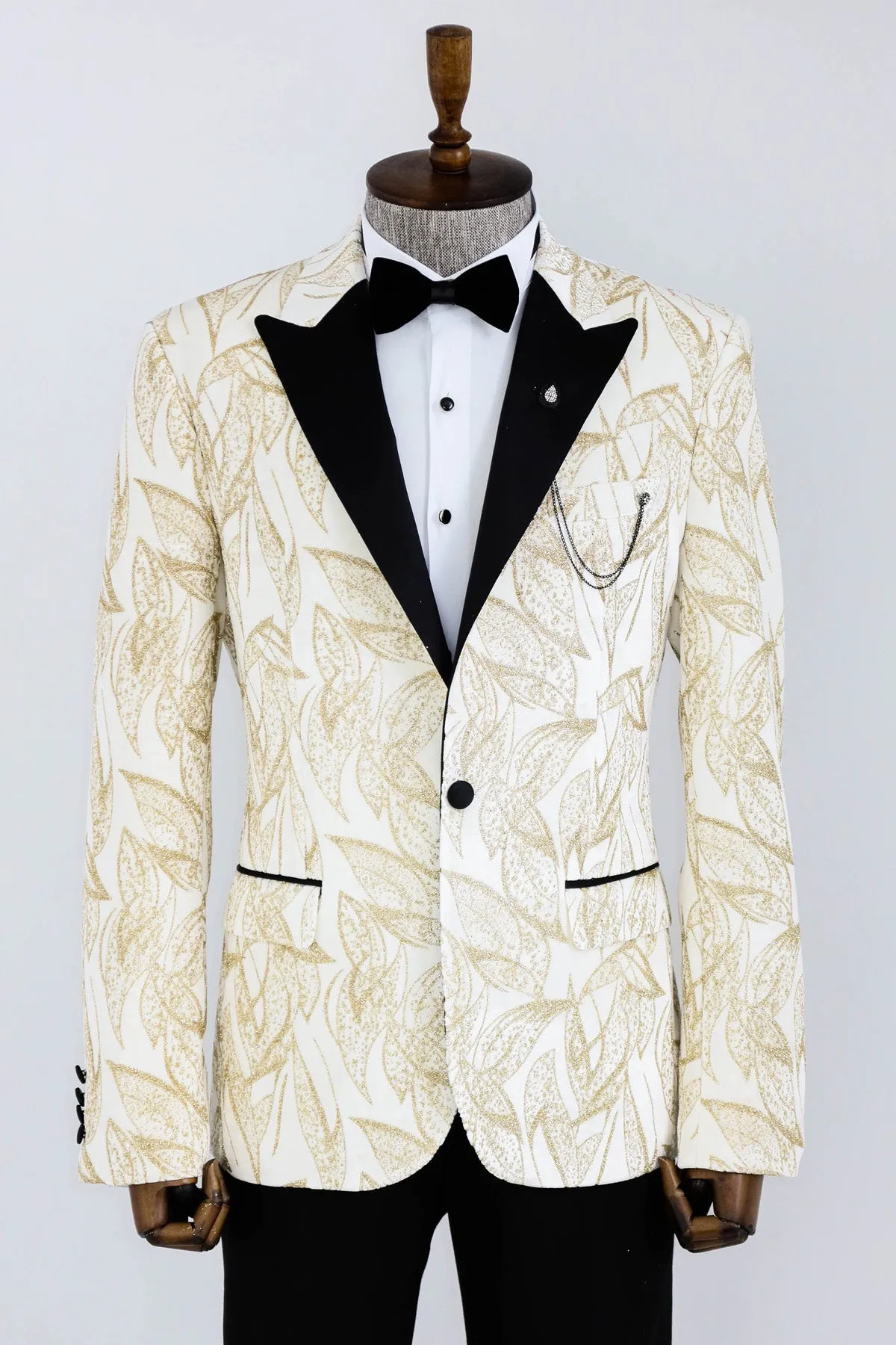 Glittery Slim Fit White Men Wedding Groom Tuxedo Jacket - Wessi sold by Wessi
