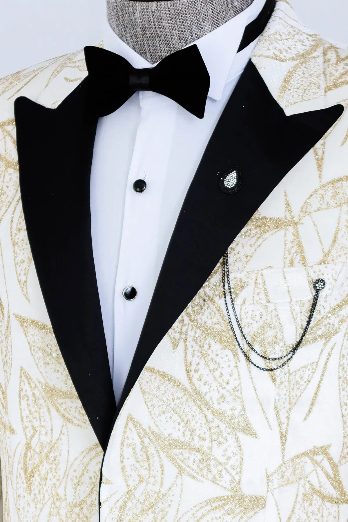Glittery Slim Fit White Men Wedding Groom Tuxedo Jacket - Wessi sold by Wessi product image thumbnail 2