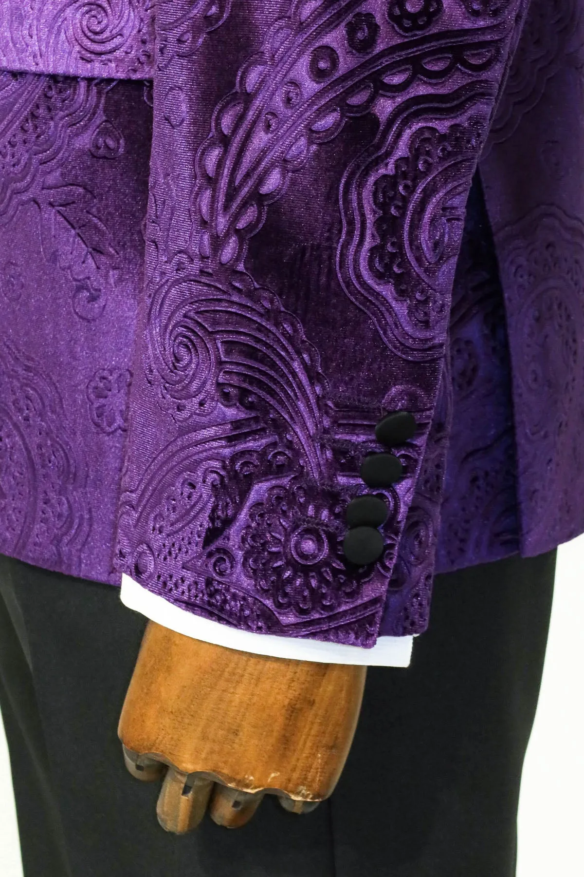 Floral Patterned Purple Velvet Men Tuxedo Jacket - Wessi sold by Wessi product image thumbnail 4