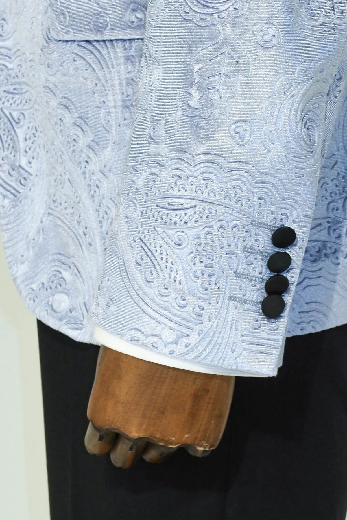 Floral Patterned Velvet Blue Men Wedding Grooms Blazer - Wessi sold by Wessi product image thumbnail 4