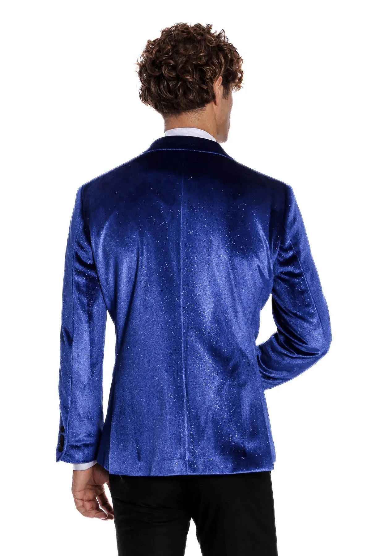 Sparkle Slim Fit Velvet Bast Blue Men Dinner Tuxedo Jacket - Wessi sold by Wessi product image thumbnail 5