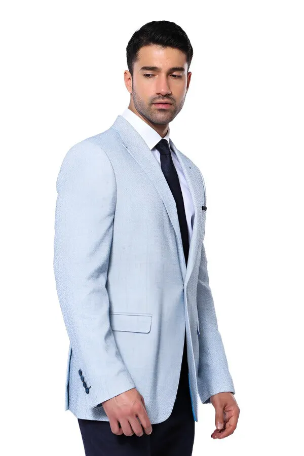 Patterned Slim-Fit Sky Blue Blazer - Wessi sold by Wessi product image thumbnail 3