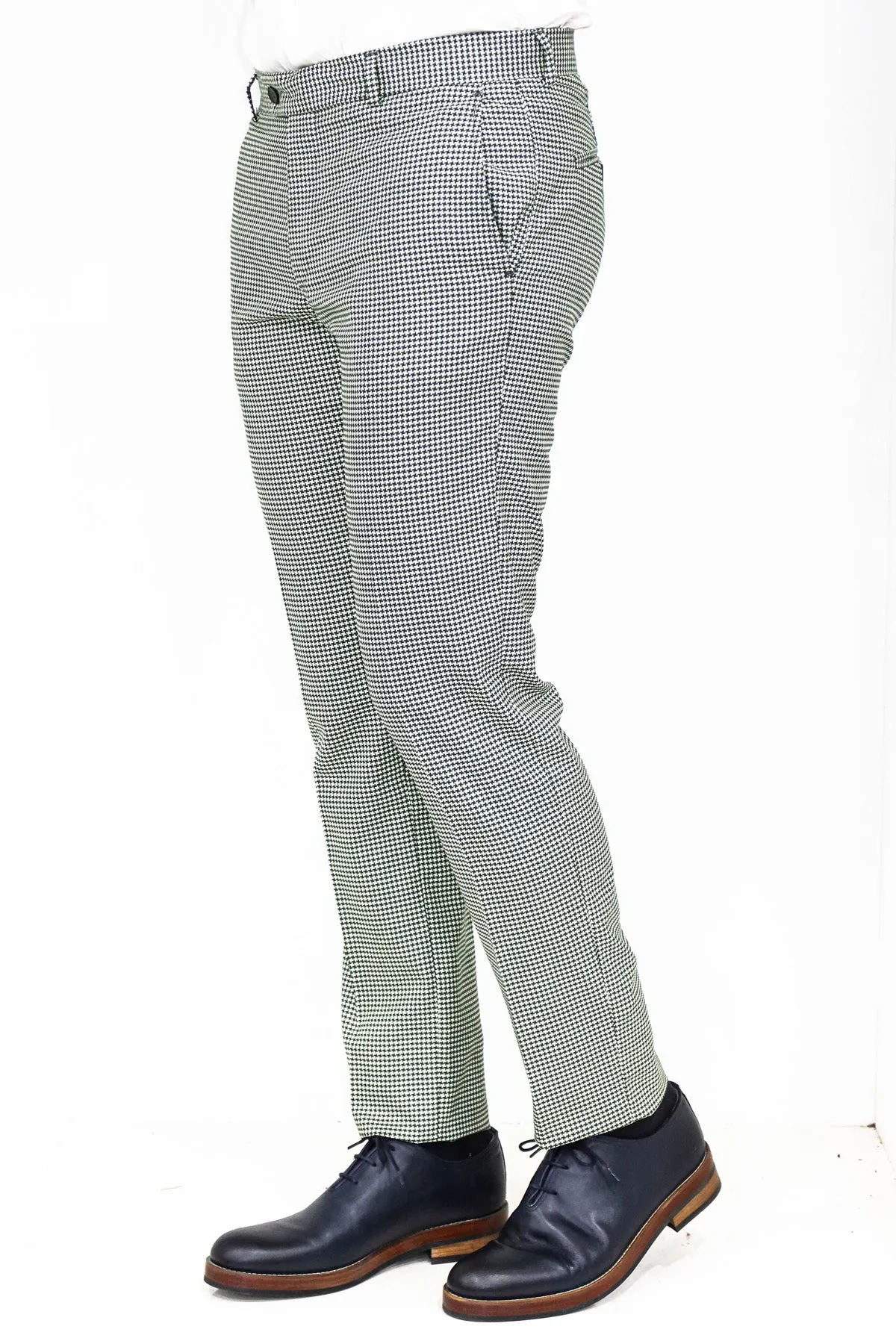 Houndstooth Patterned Light Green Men Pants - Wessi sold by Wessi product image thumbnail 4
