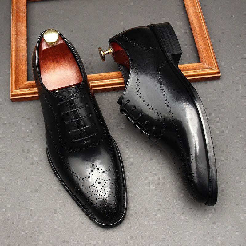 Leather Shoes Men's British Pointed Toe Business Formal Wear Lace-up Shoes Men sold by Wessi product image thumbnail 4