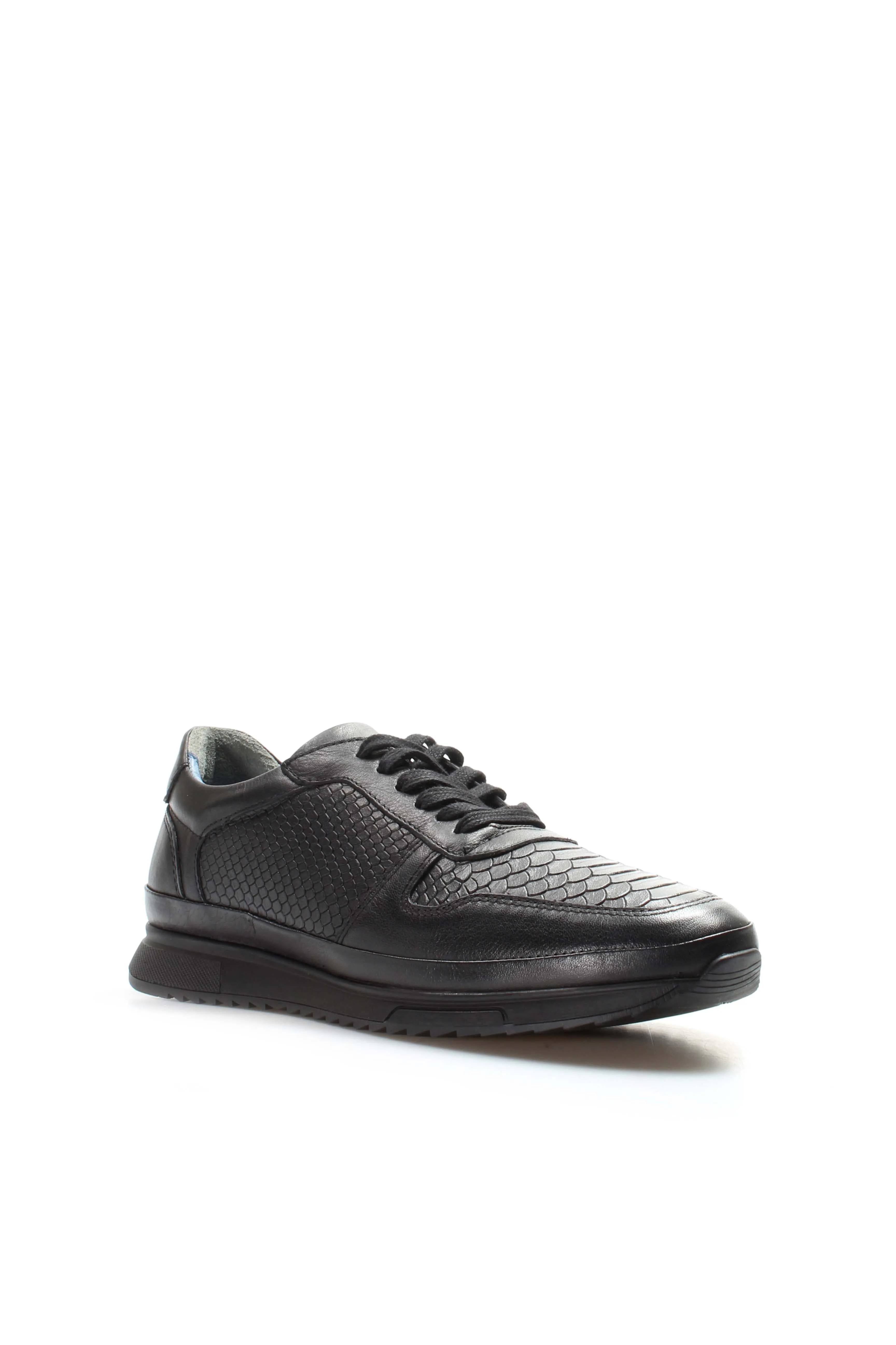Men's Black Leather Textured Sneakers-Wessi sold by Wessi product image thumbnail 4