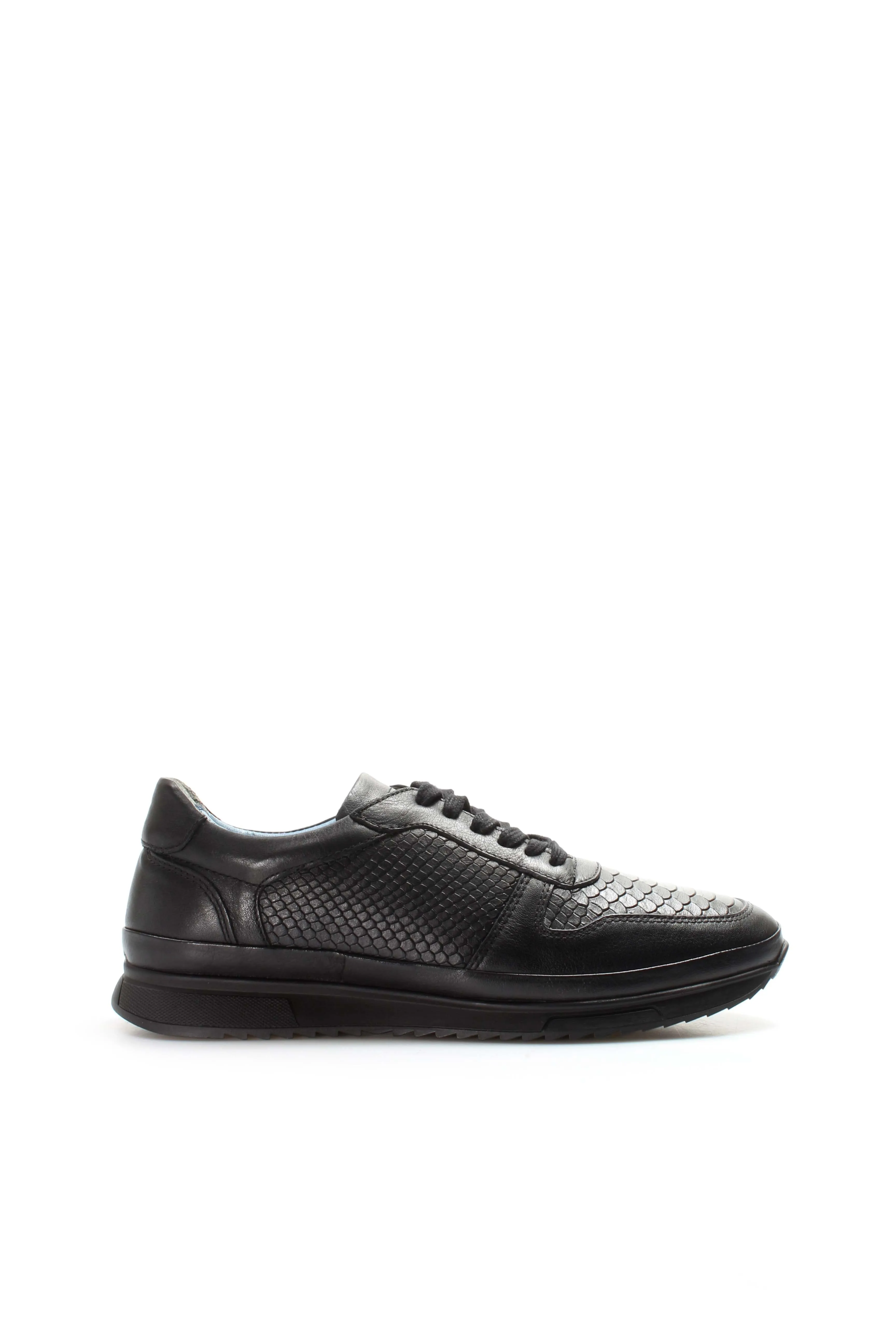 Men's Black Leather Textured Sneakers-Wessi sold by Wessi product image thumbnail 2