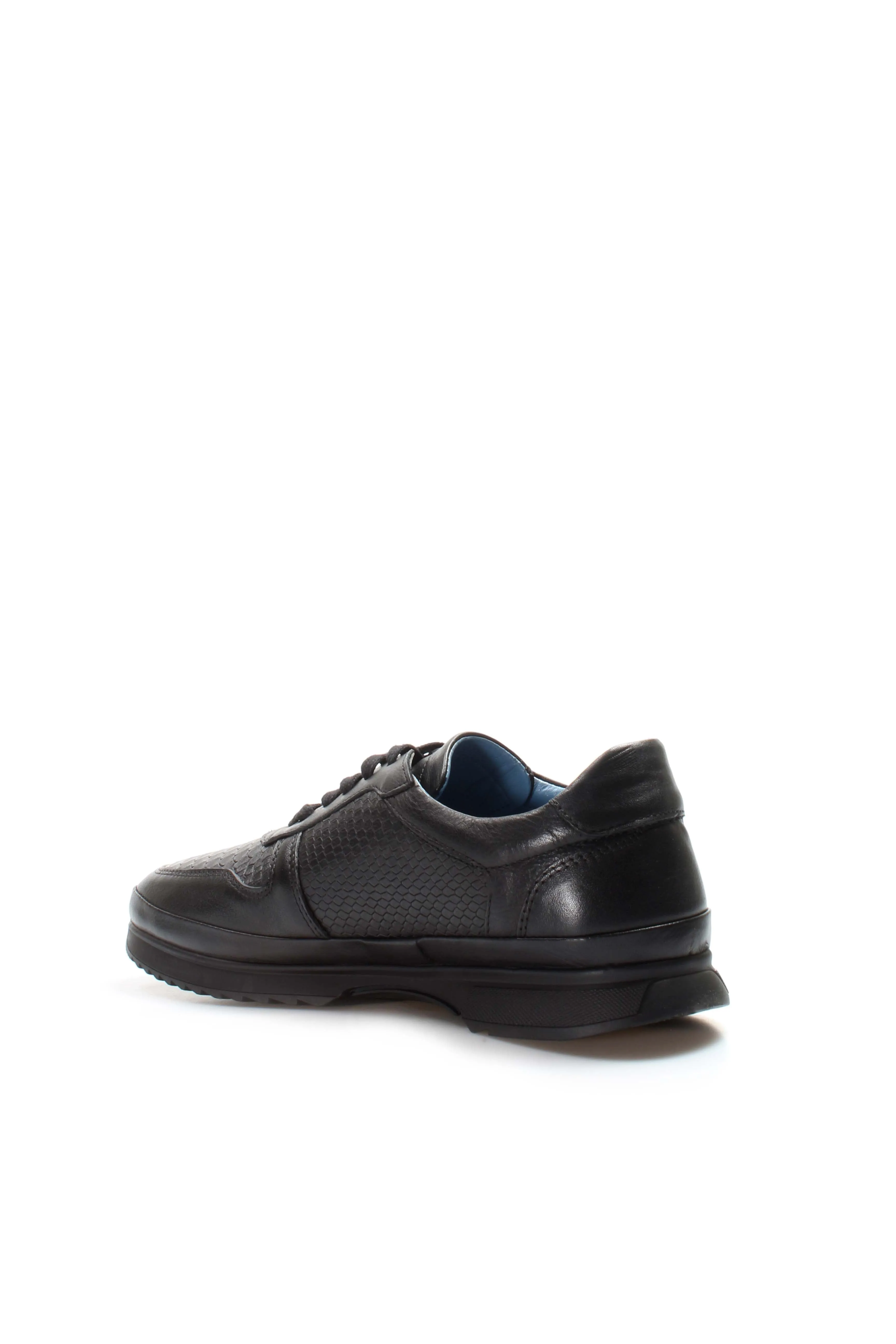 Men's Black Leather Textured Sneakers-Wessi sold by Wessi product image thumbnail 3